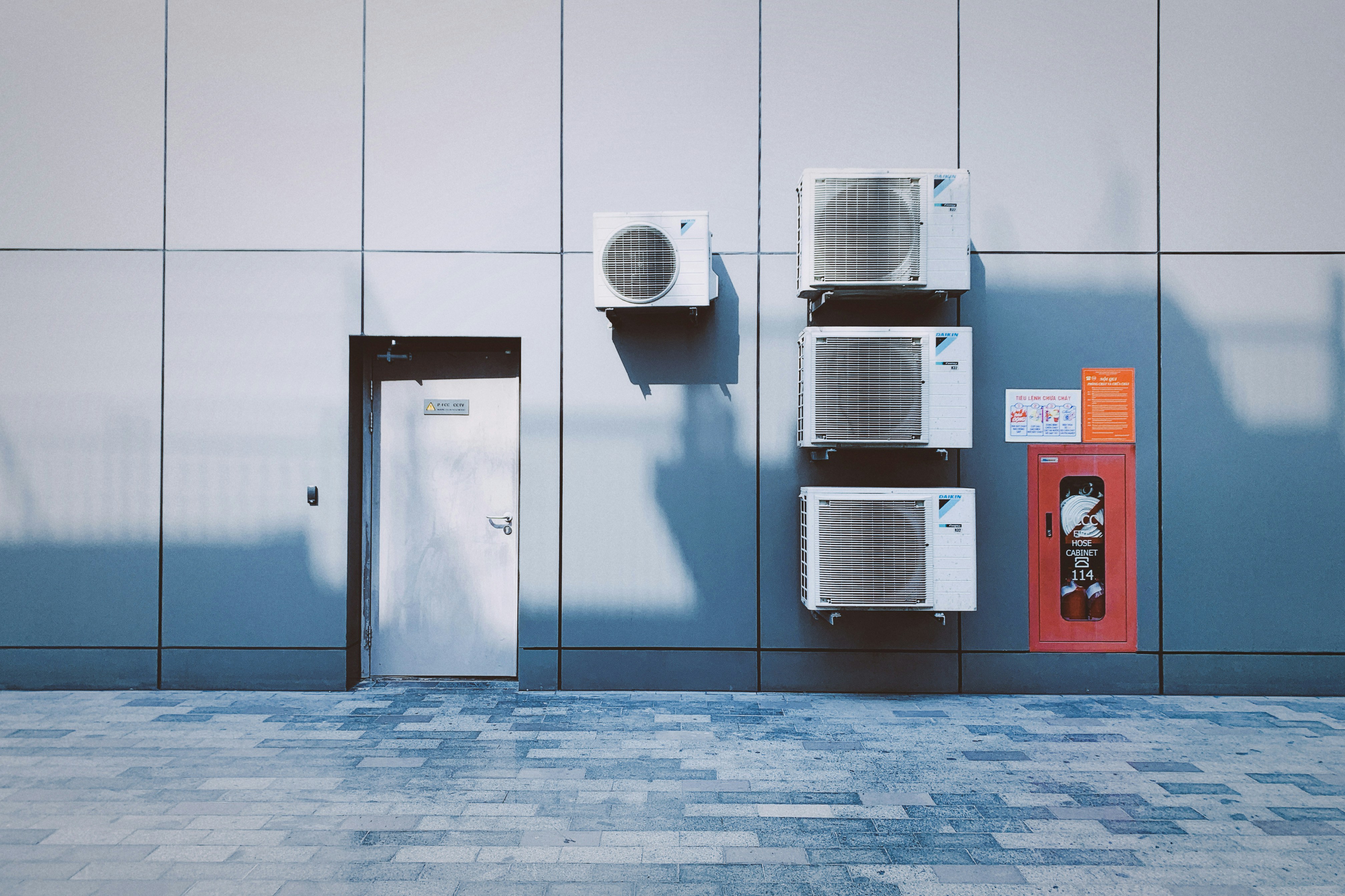 Outdoor AC unit servicing